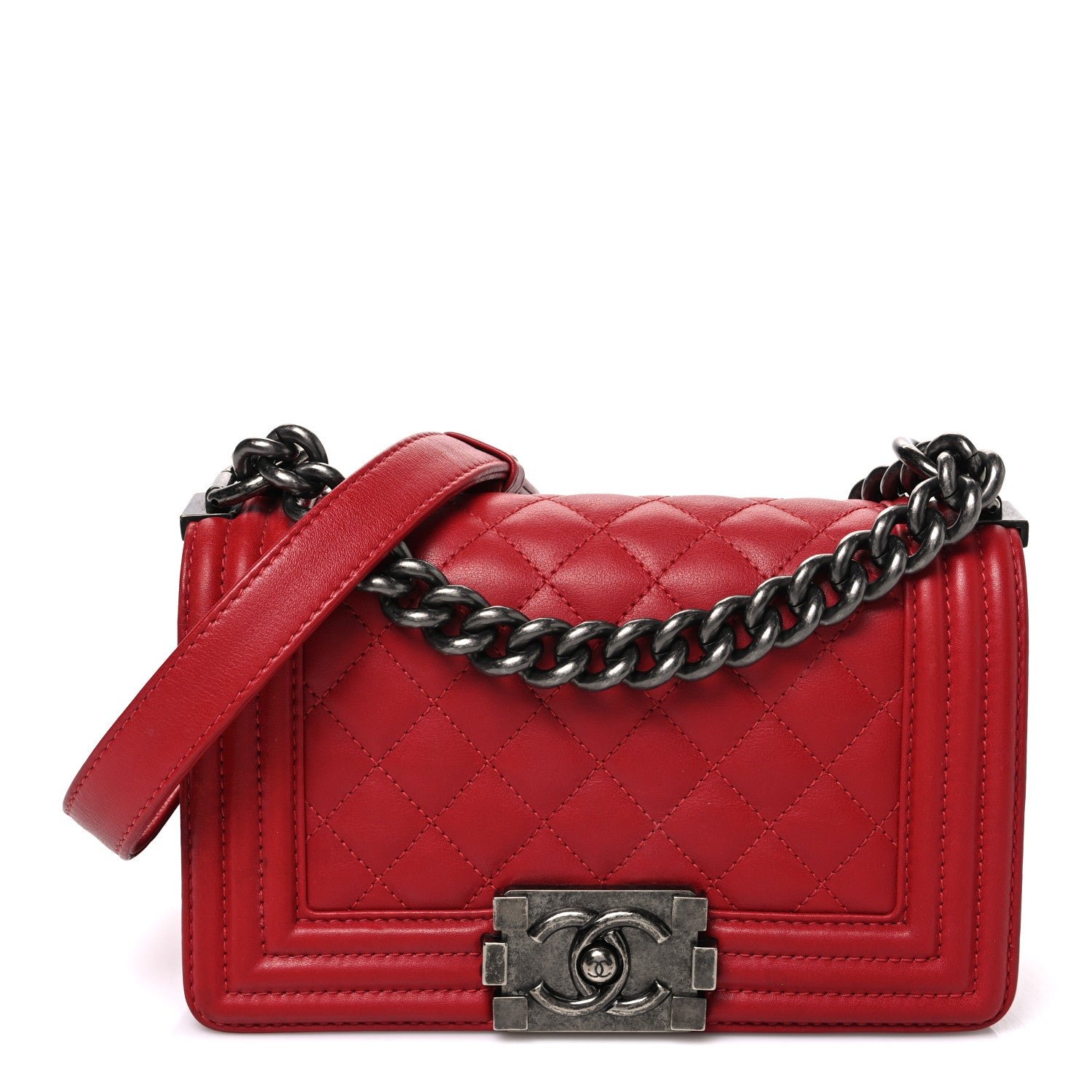 Chanel Lambskin Quilted Small Boy Flap Red