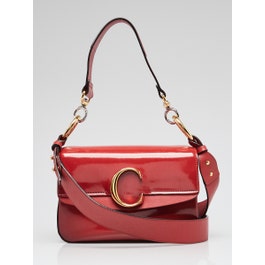 Chloe Chloe Orange Patent Leather C Shoulder Bag