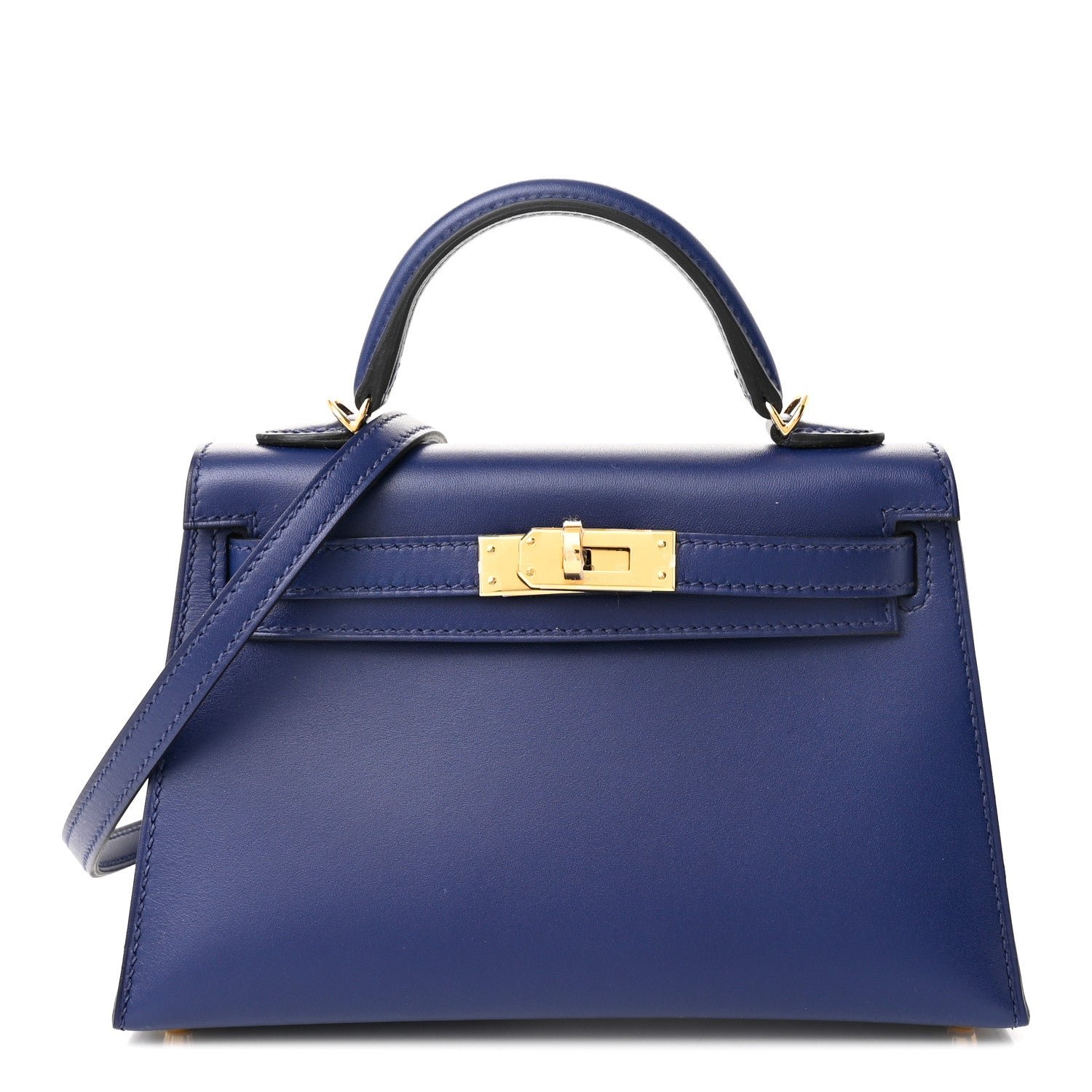 Hermes Tadelakt Mini Kelly Sellier 20 Bleu Saphir