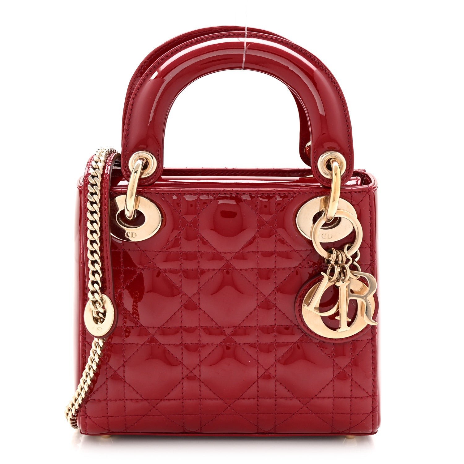 Christian Dior Patent Cannage Mini Lady Dior Red