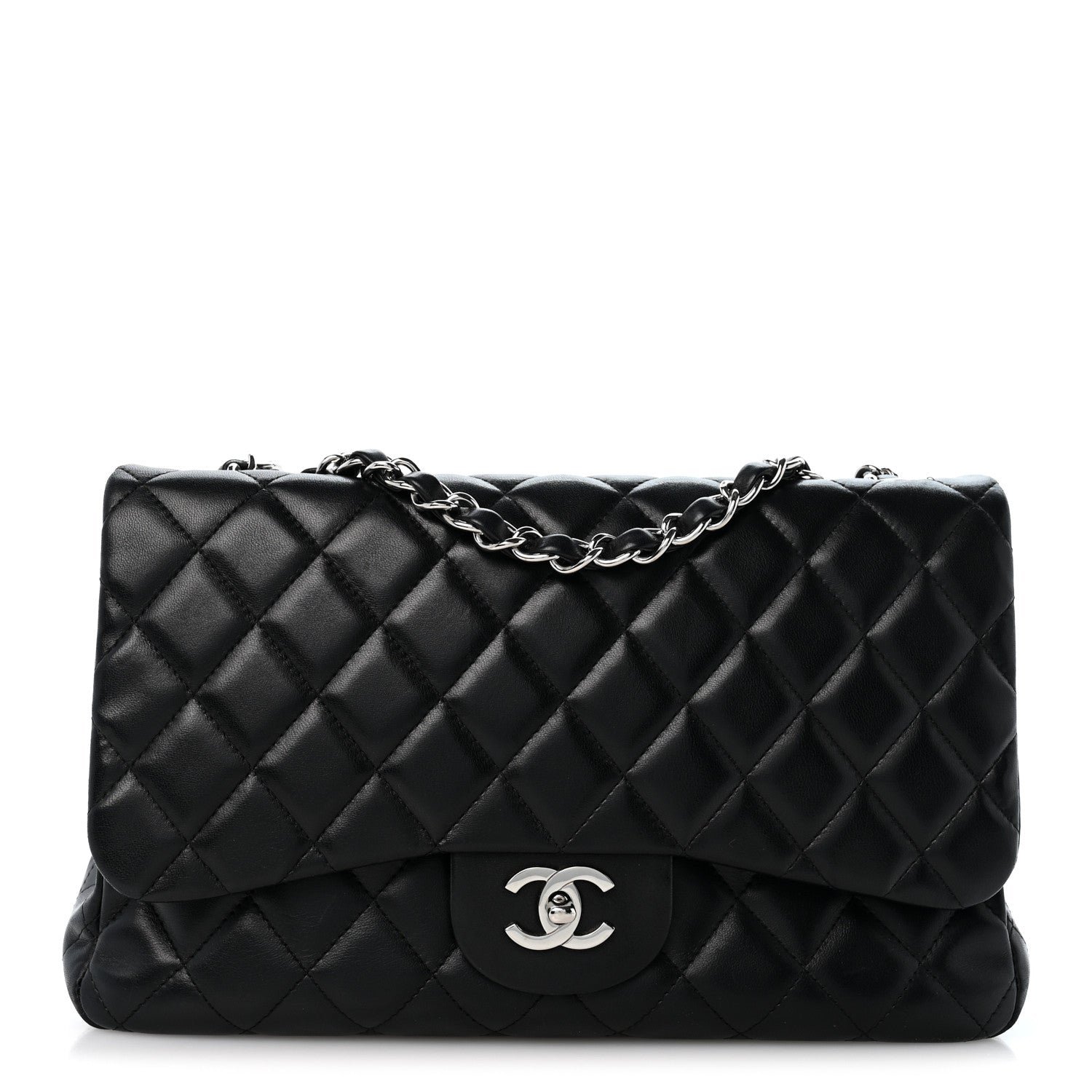 Chanel Lambskin Quilted Jumbo Single Flap Black