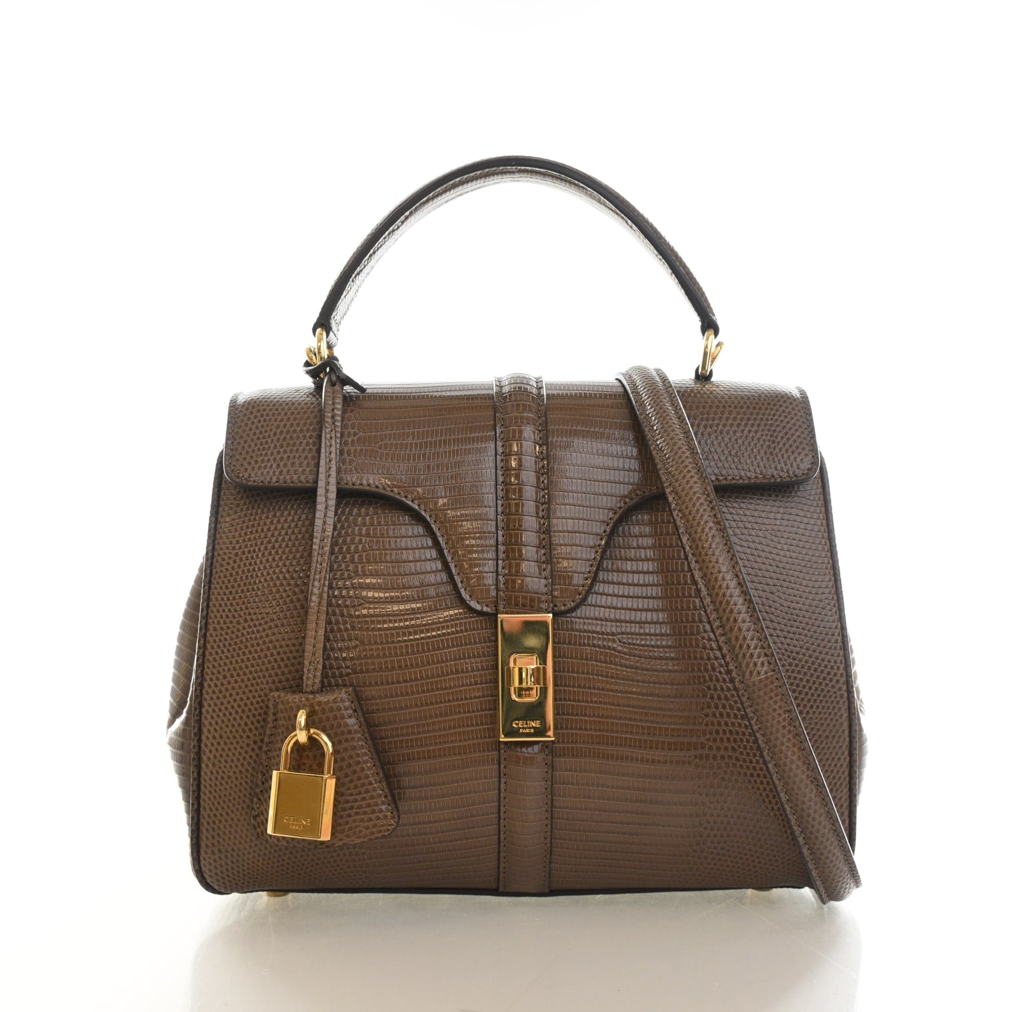 Celine Small Lizard 16 Top Handle Bag