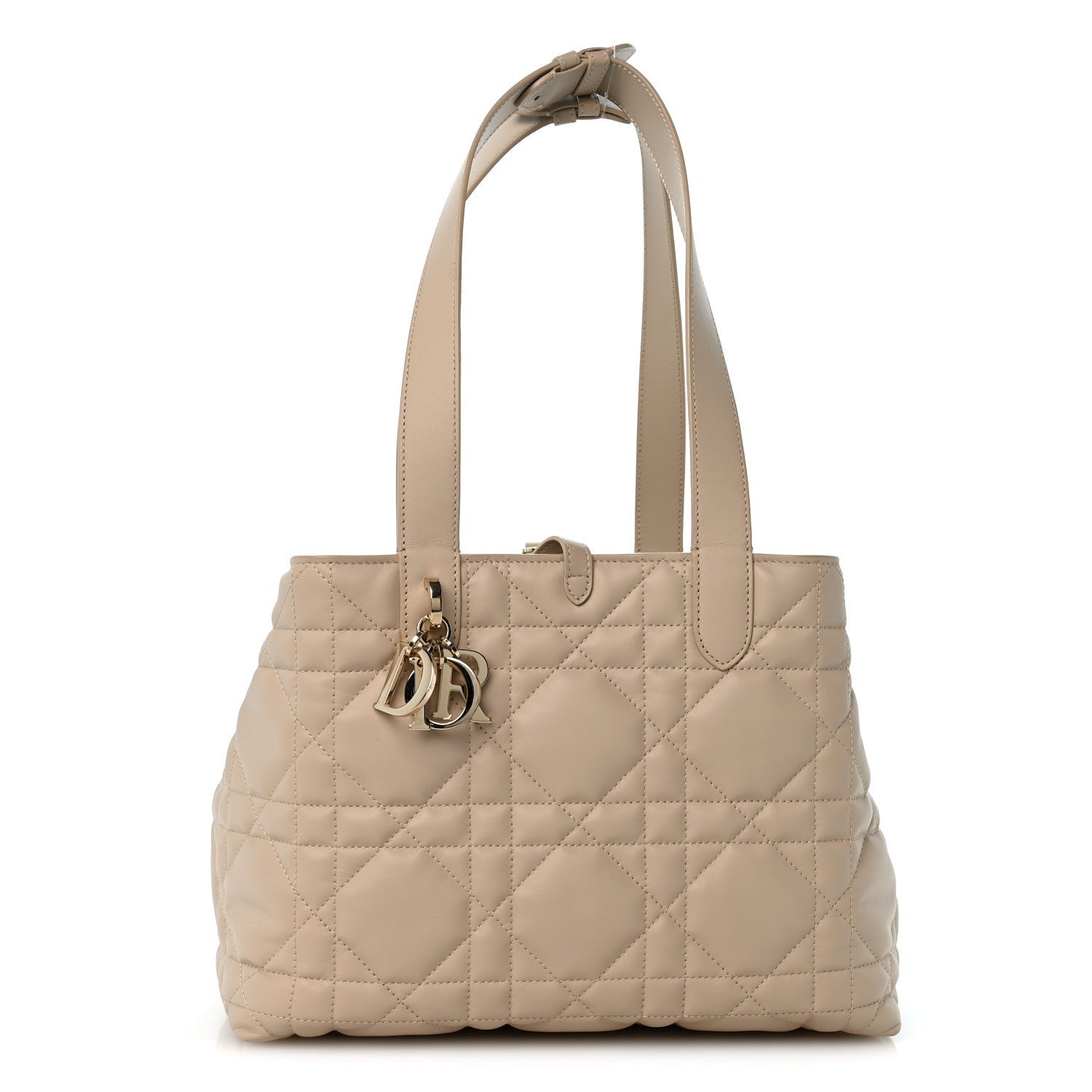 Christian Dior Calfskin Macrocannage Medium Toujour Powder Beige