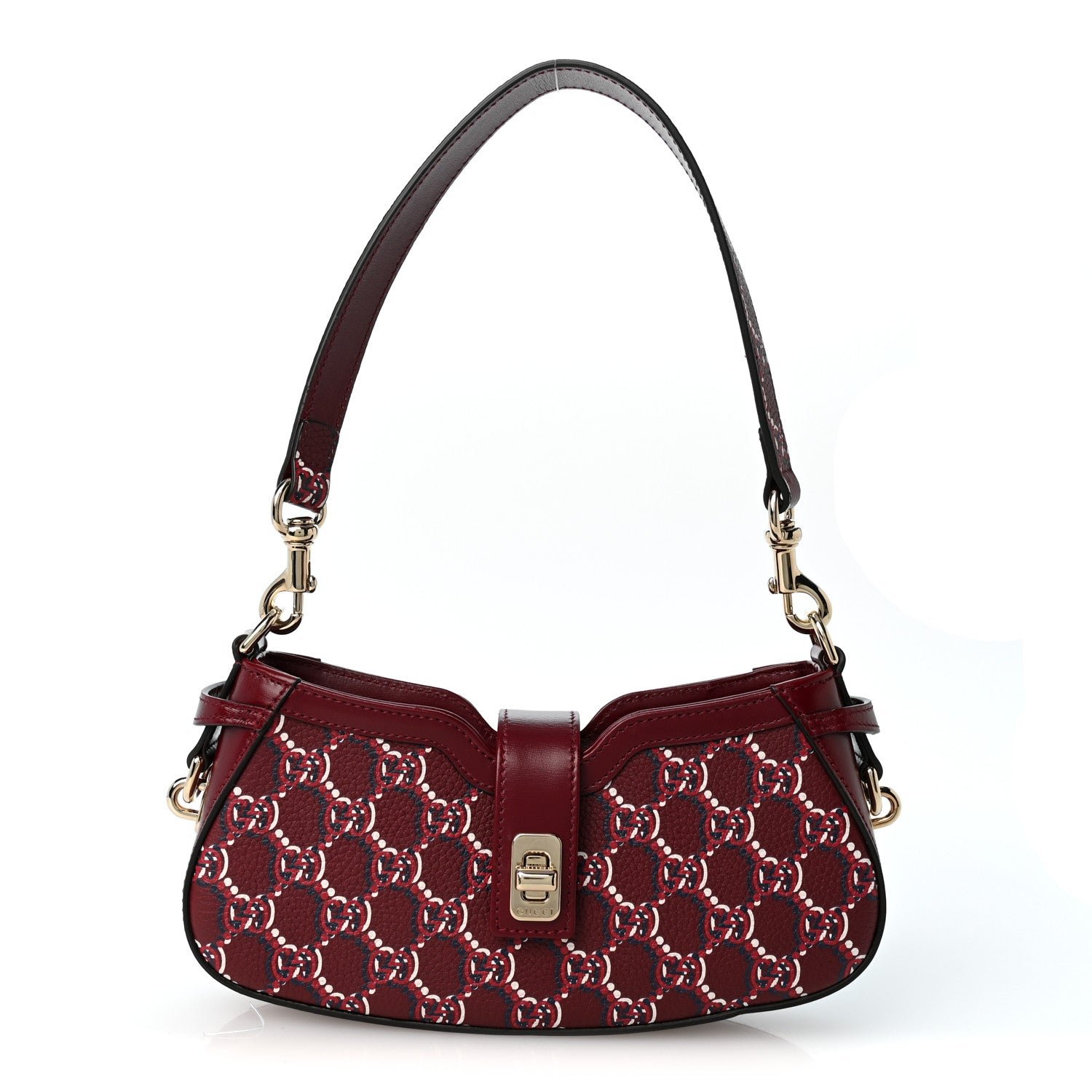 Gucci GG Shadow Monogram Mini Moon Side Shoulder Bag Rosso Ancora Red