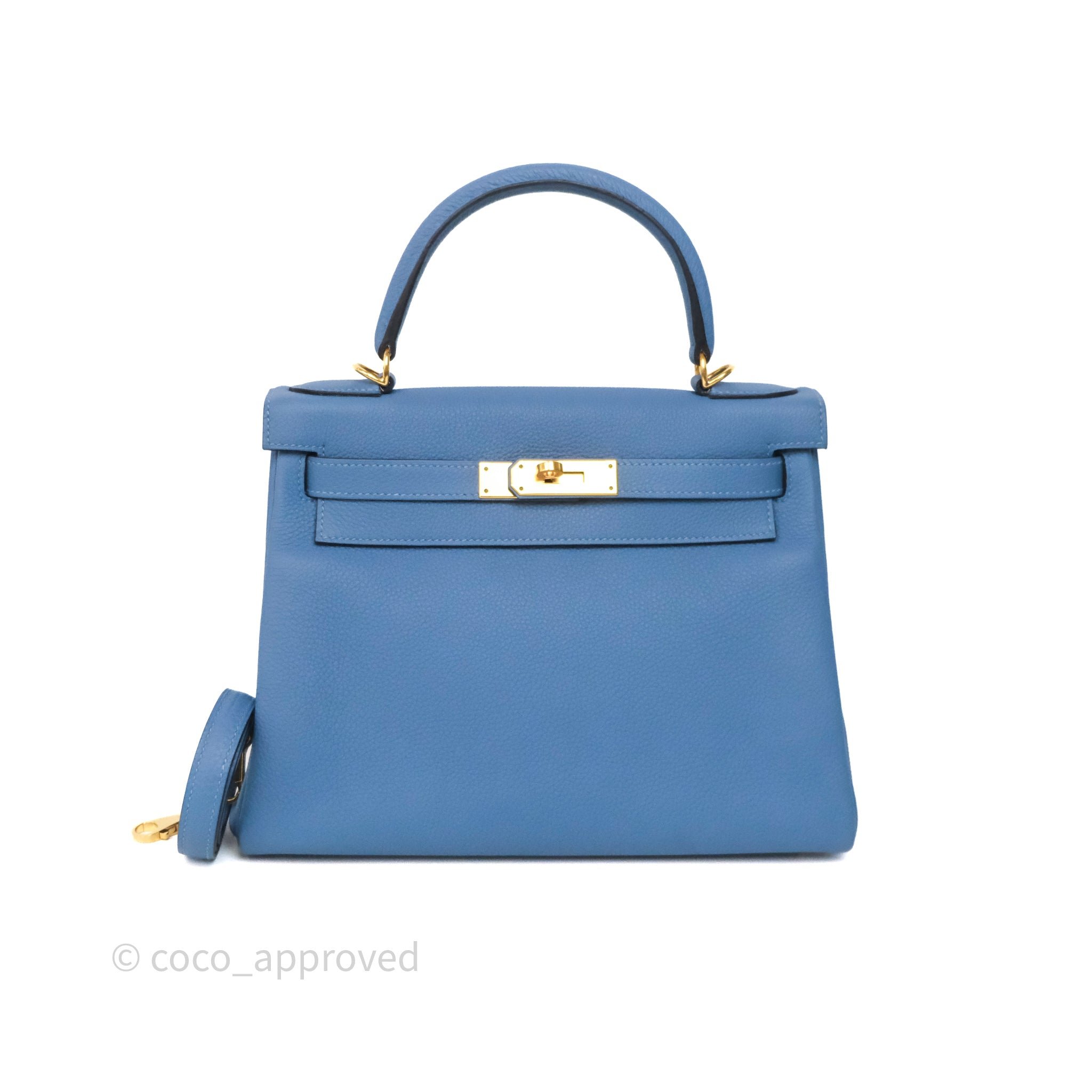 Hermès Kelly 28 Bleu Agate R2 Togo Gold Hardware