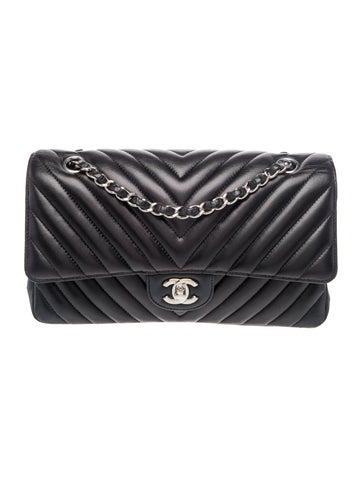 Classic Medium Chevron Double Flap Bag