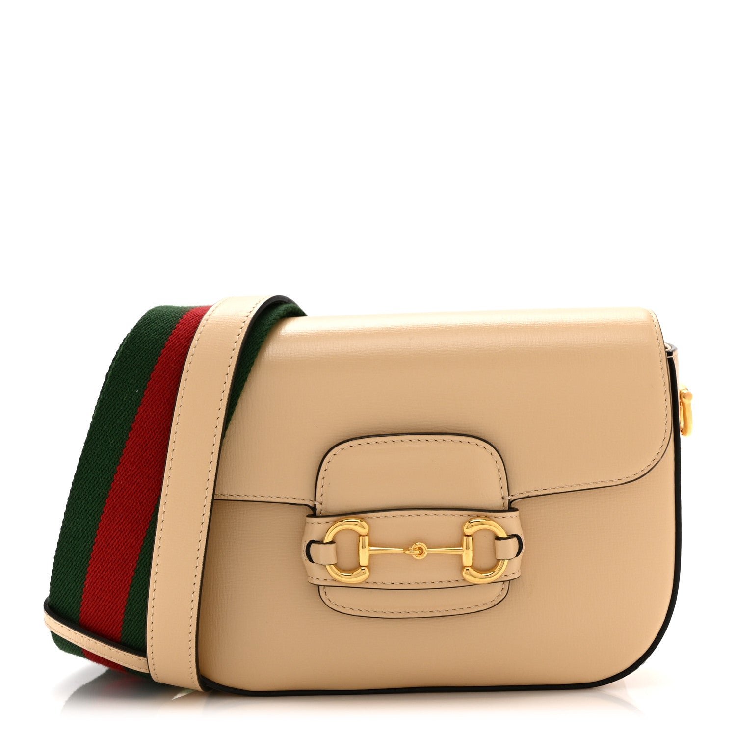 Gucci Azalea Calfskin Web Mini Horsebit 1955 Shoulder Bag Bubble Tea