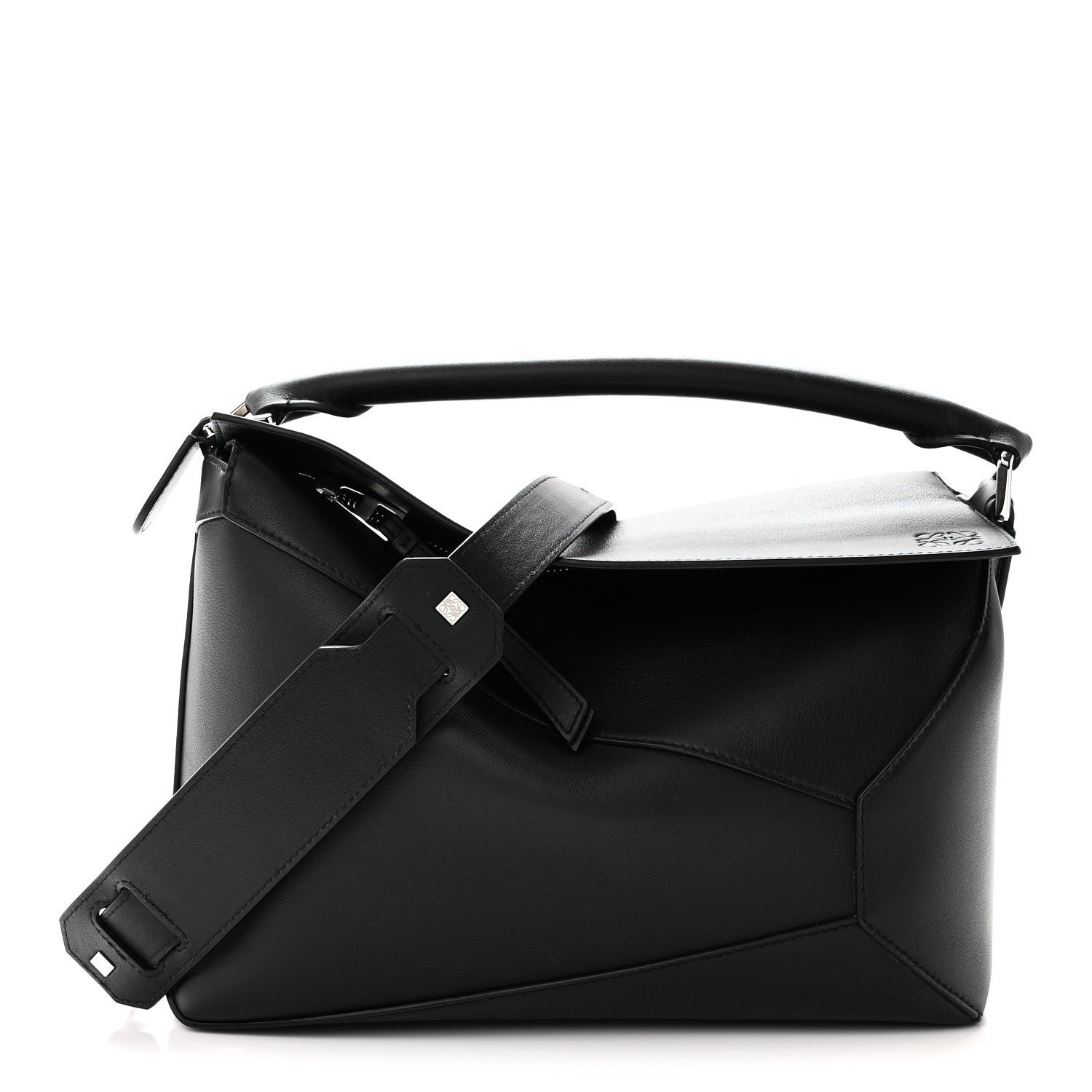 Loewe Calfskin Medium Puzzle Edge Bag Black