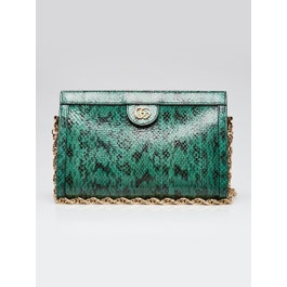 Gucci Green Snakeskin Ophidia Small Shoulder Bag