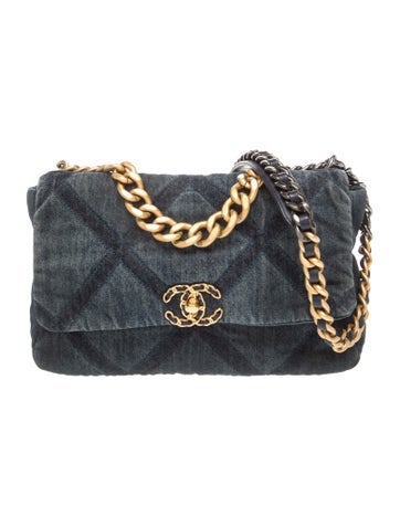 Large Denim 19 Flap Bag