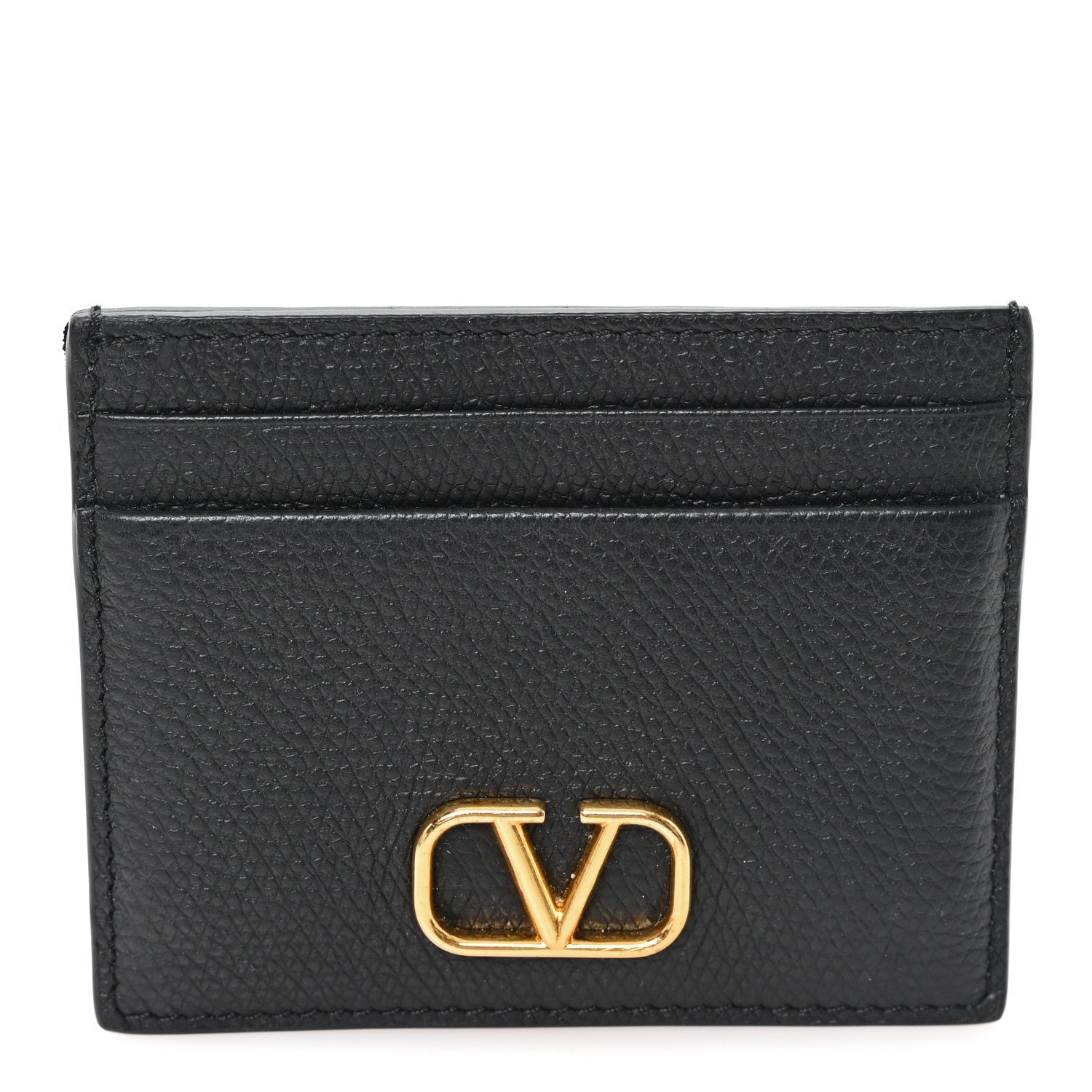 Valentino Garavani Calfskin Toile Iconographe Embossed Vlogo Card Holder Black
