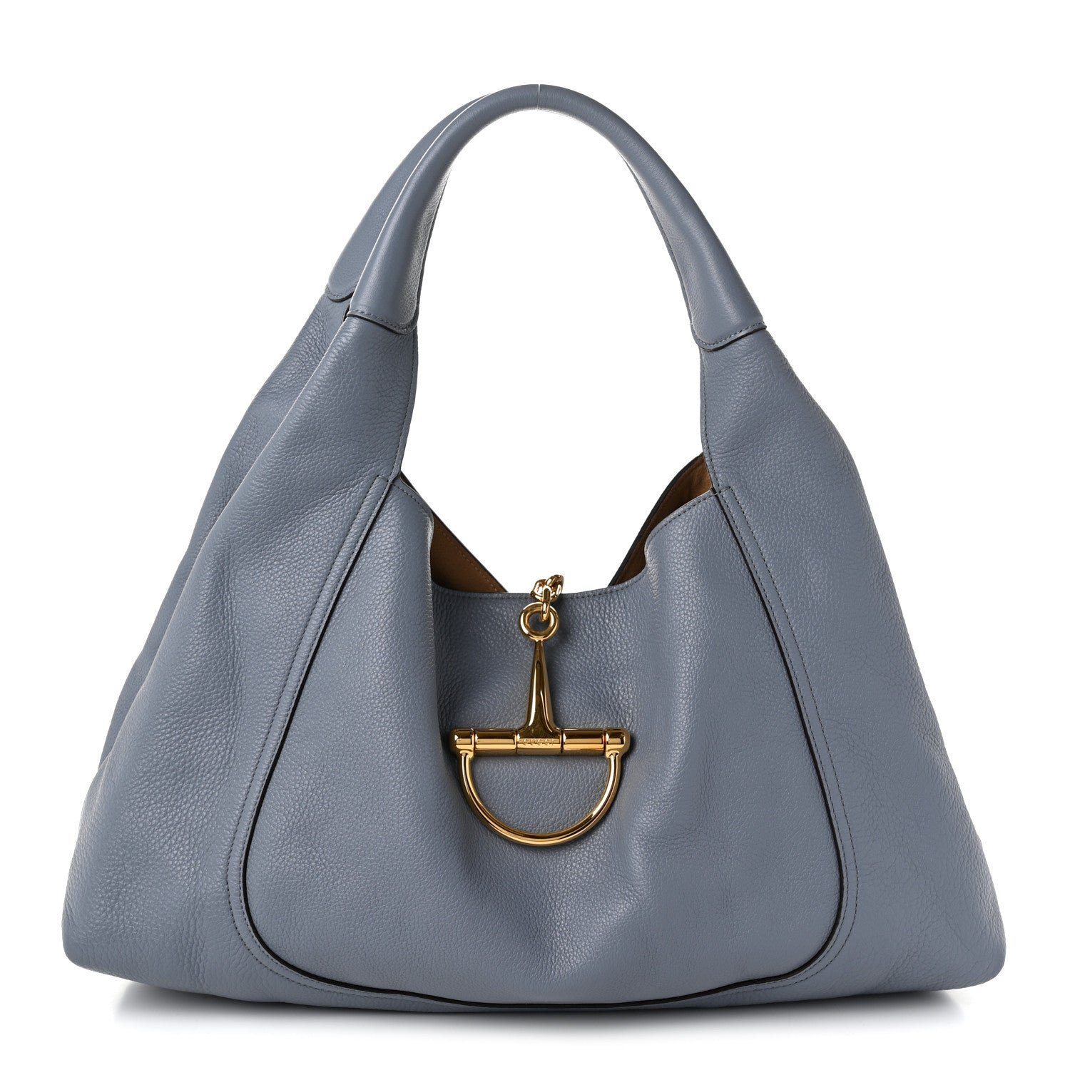 Gucci Grained Calfskin Softbit Maxi Shoulder Bag Foggy Grey