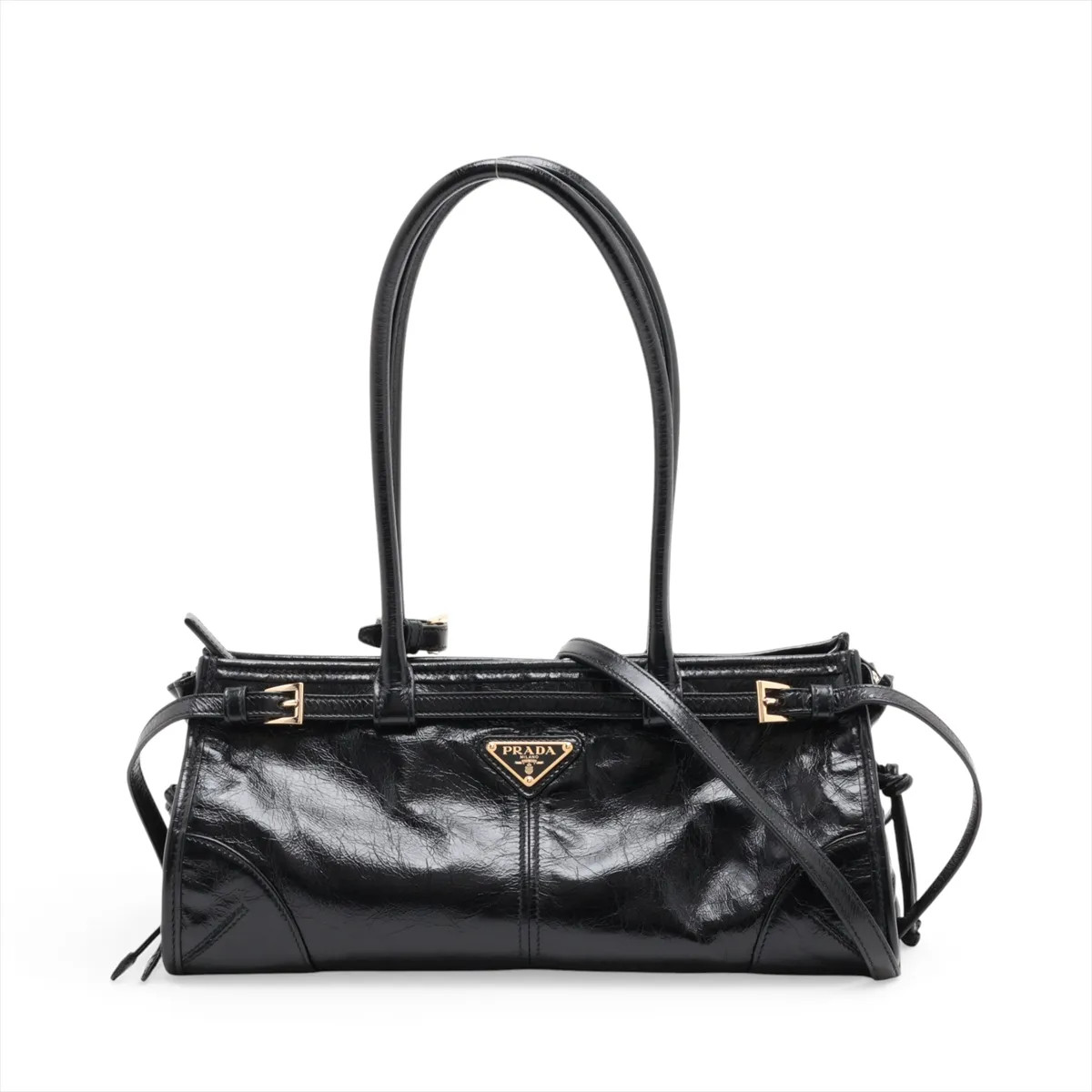Prada Bonny Medium 1BA426 Leather 2 Way Shoulder Bag Black