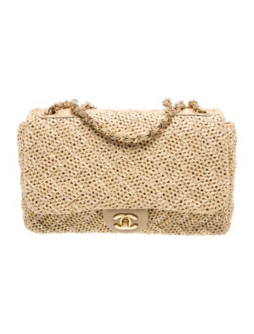 Crochet Raffia Medium Single Flap Bag
