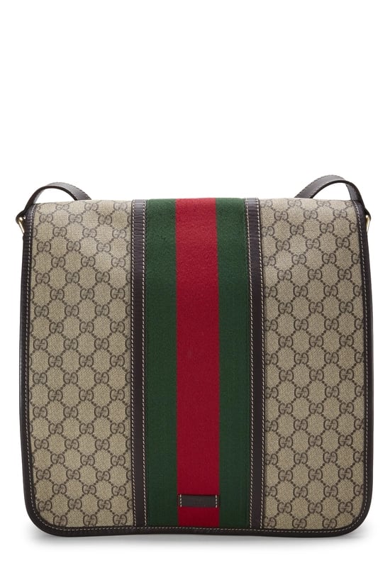 Brown GG Supreme Canvas Flap Messenger