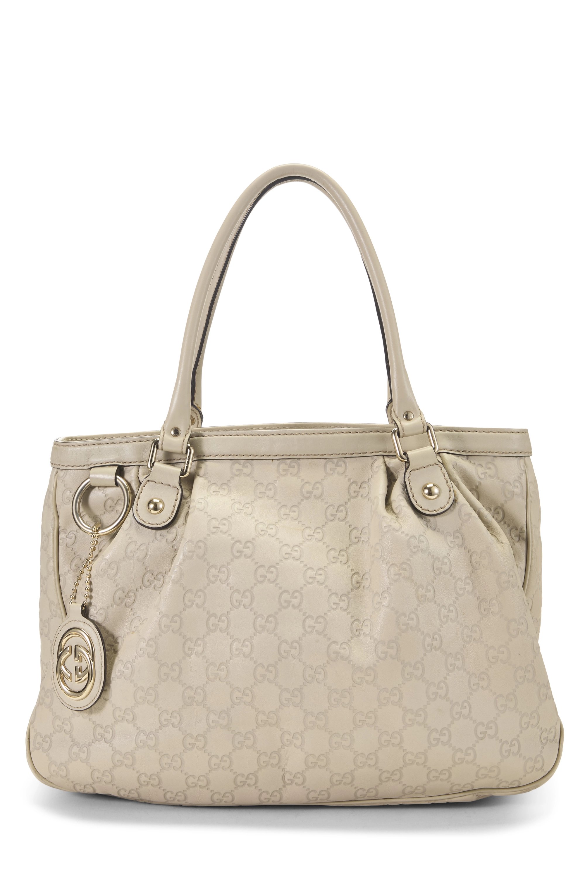 White Guccissima Zip Sukey Handbag Large