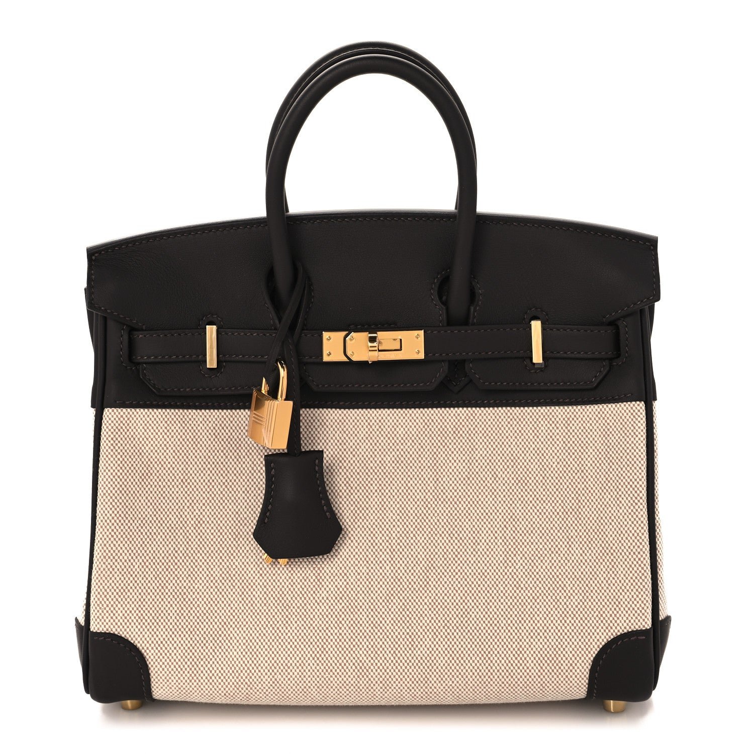Hermes Hermes Toile H Swift Birkin 25 Ecru Bai Brun