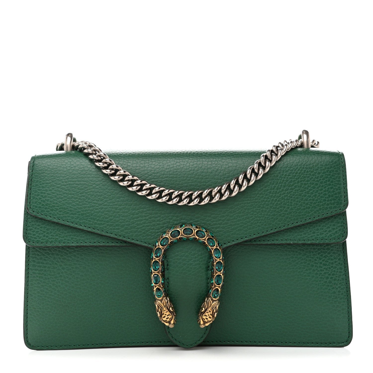 Gucci Dollar Calfskin Crystal Small Dionysus Shoulder Bag Emerald