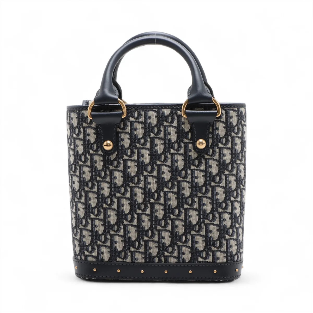 Christian Dior Oblique Avenue canvas x leather Hand bag Navy Blue