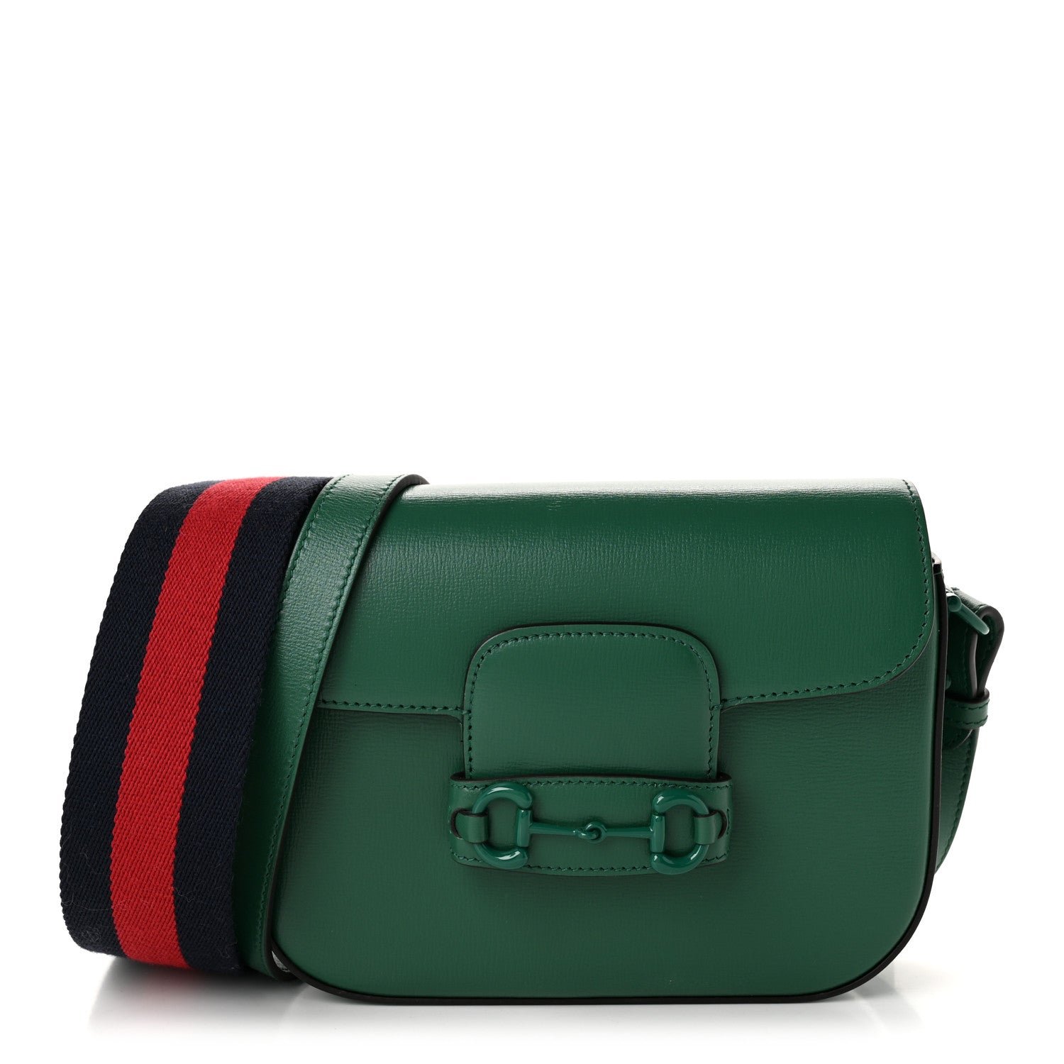 Gucci Azalea Calfskin Web Monochrome Horsebit 1955 Shoulder Bag Emerald