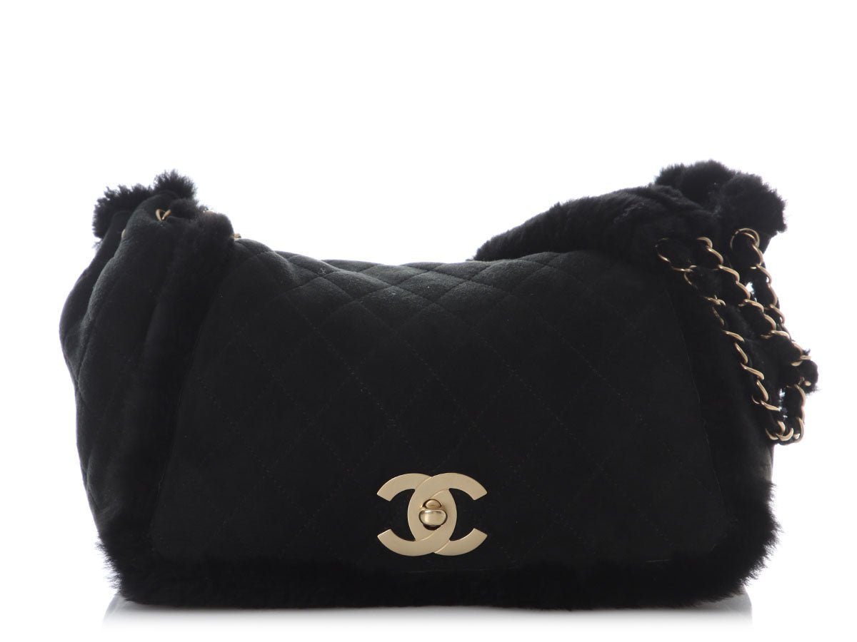 Chanel Black Shearling Flap