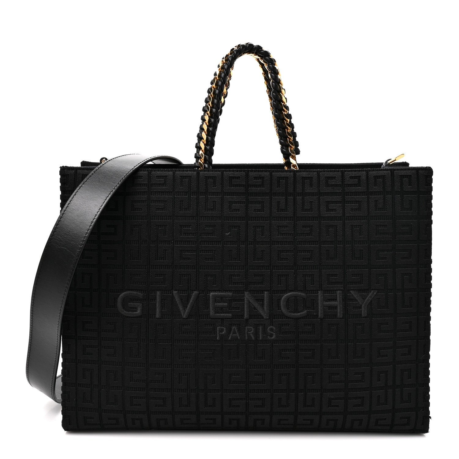 Givenchy Canvas Jacquard 4G Medium Chain Tote Black