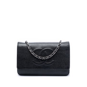 Calf Leather CC Caviar Wallet On Chain