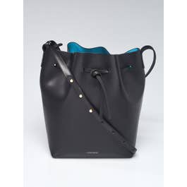 Mansur Gavriel Mansur Gavriel Black/Marine Vegetable Leather Large Bucket Bag