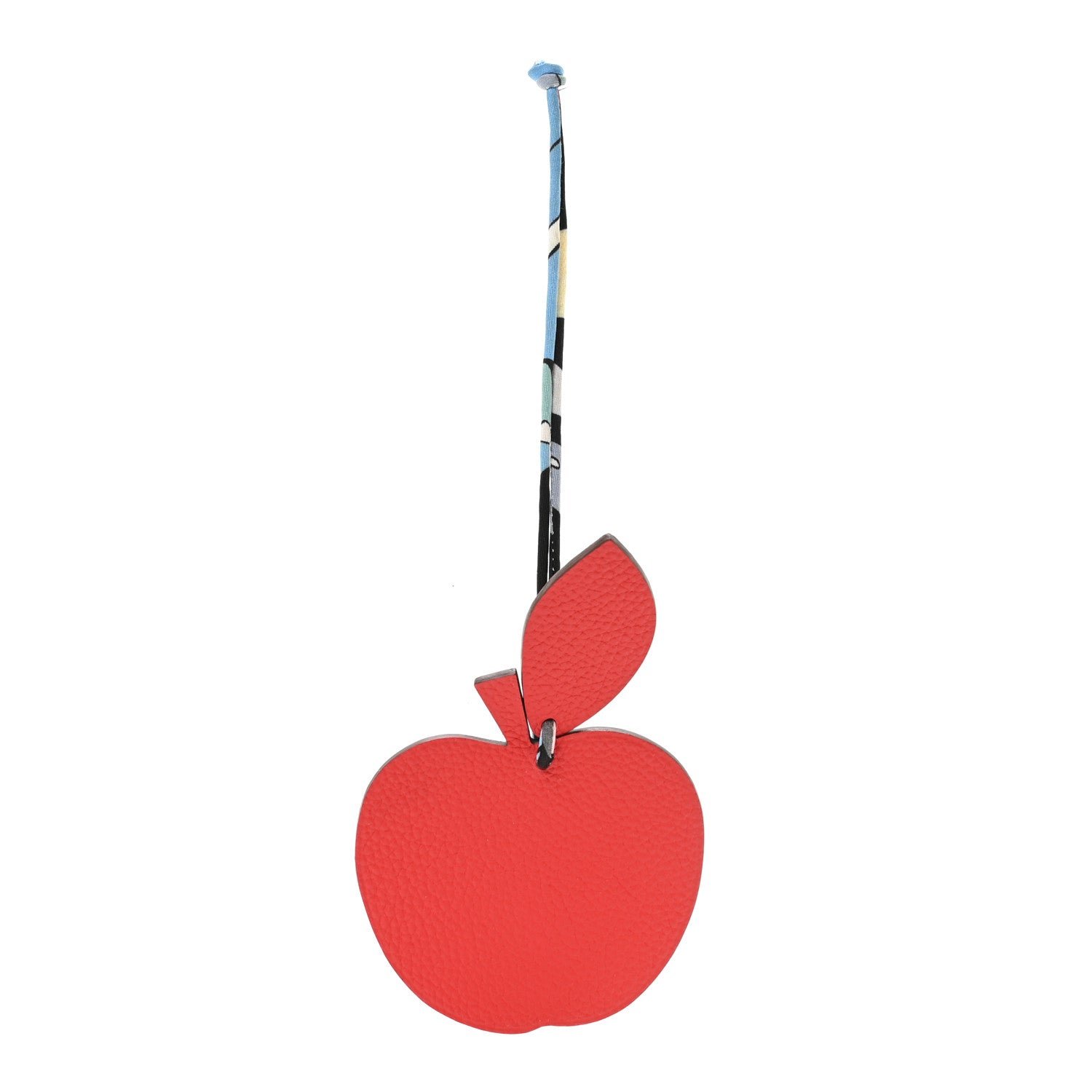 Hermes Taurillon Clemence Chevre Mysore Silk Petit H Apple Leaf Bag Charm Rouge Multicolor
