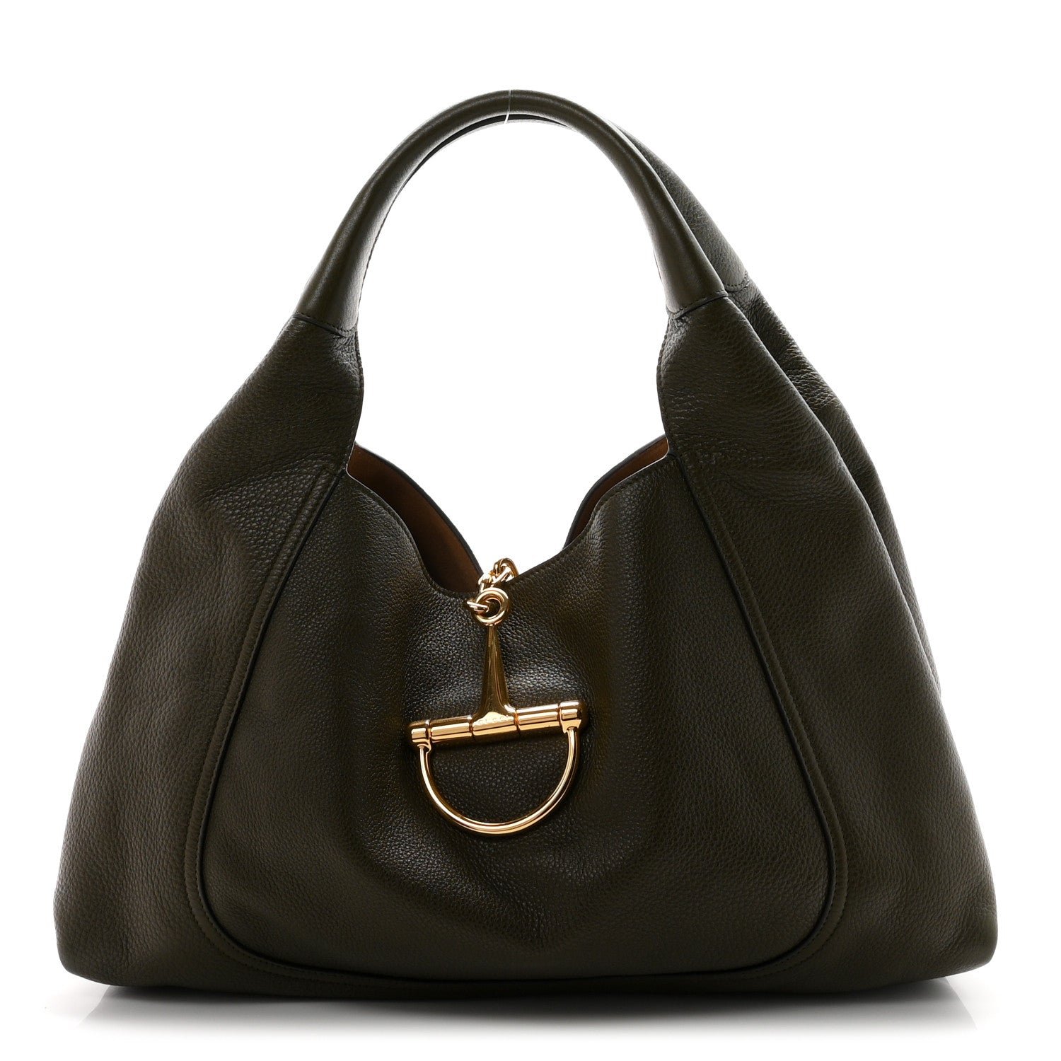 Gucci Grained Calfskin Softbit Maxi Shoulder Bag Forest Green