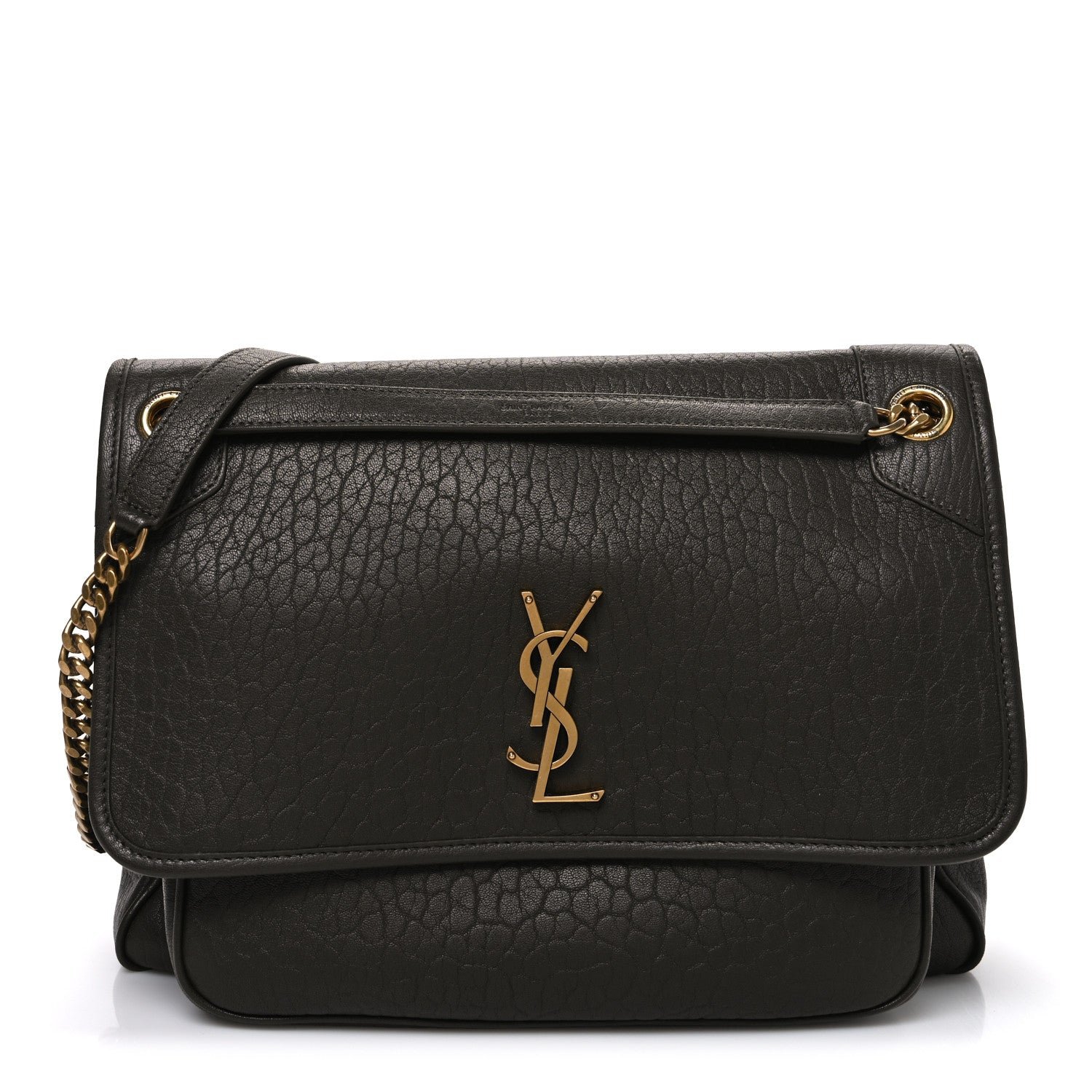 Saint Laurent Grained Lambskin Monogram Large Niki Chain Satchel Light Musk