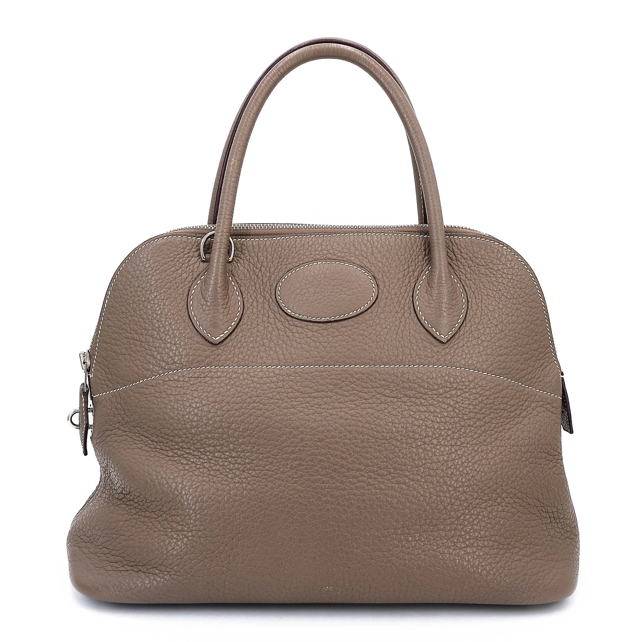 Good ( Rank AB) HERMÈS Bolide 31 Etoupe (18) Clemence Palladium hardware Square L (2008)