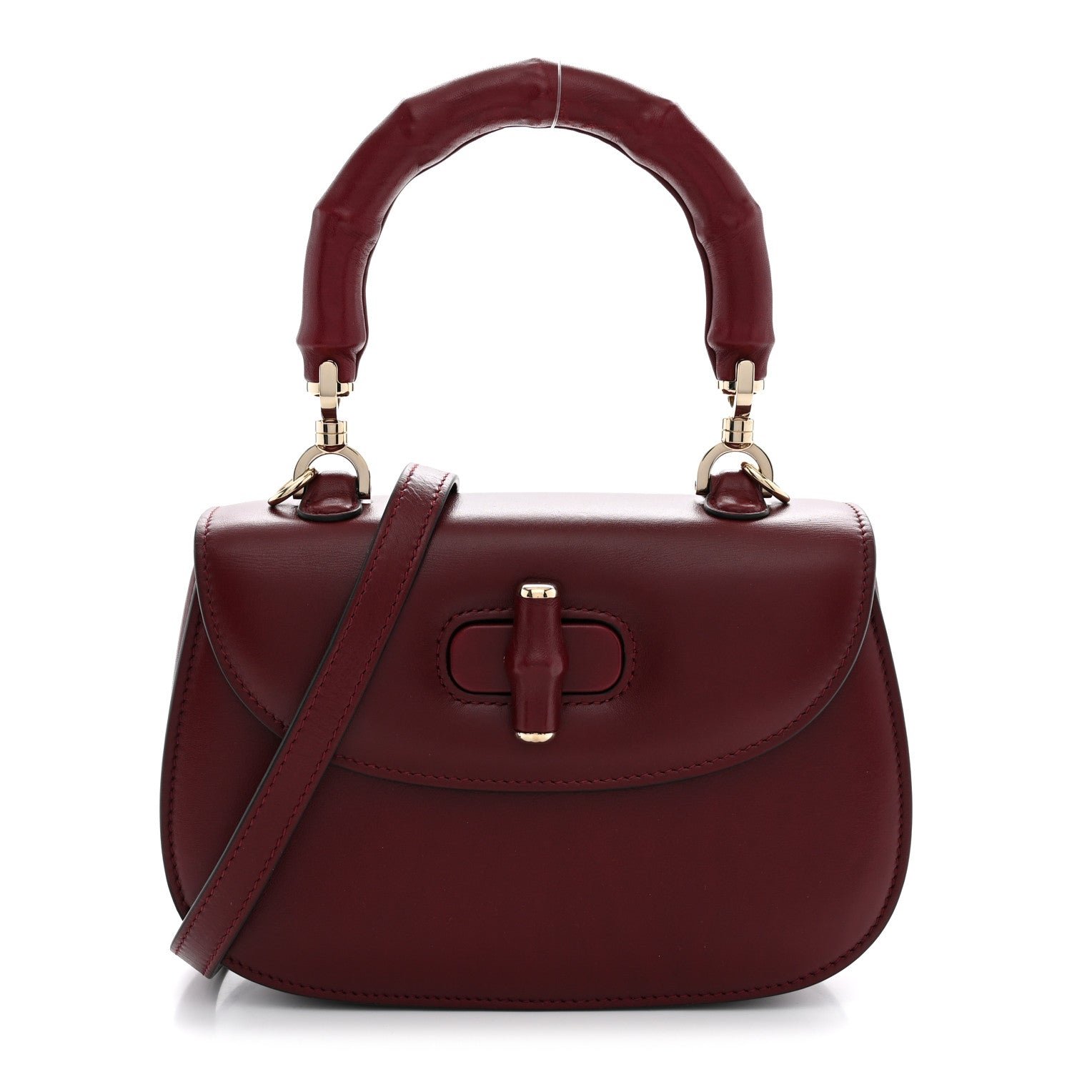Gucci Boarded Dyana Lux Calfskin Web Monochrome Small Bamboo 1947 Top Handle Bag Rosso Ancora