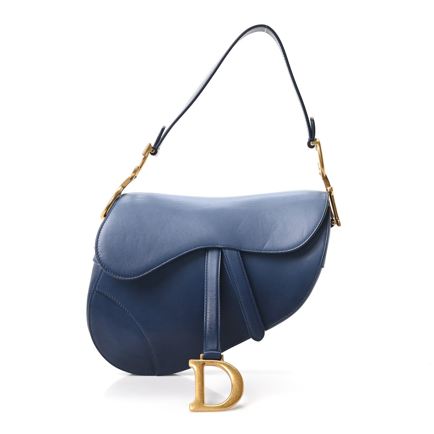 Christian Dior Calfskin Gradient Saddle Bag Indigo Blue