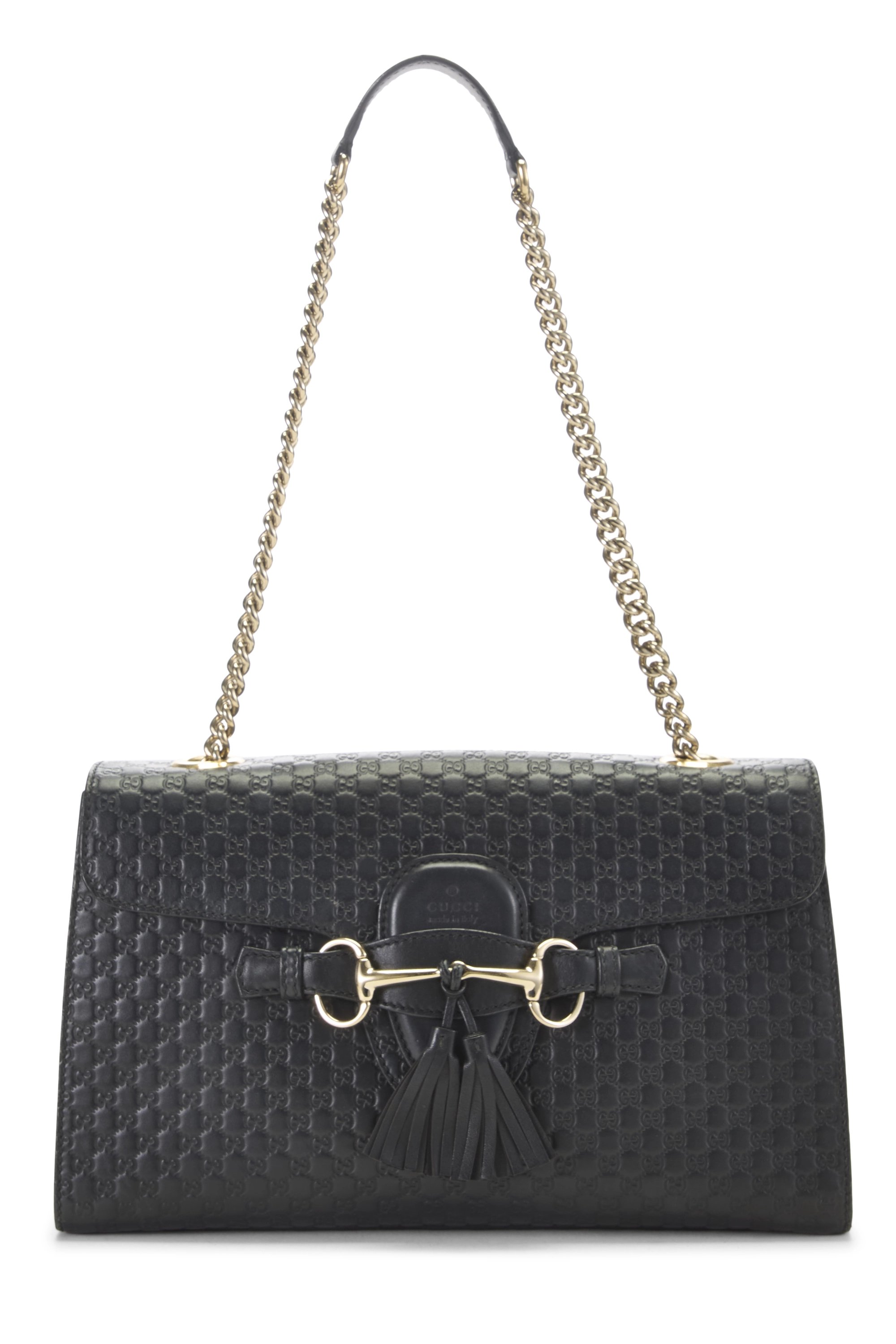 Black Microguccissima Leather Emily Chain Shoulder Bag