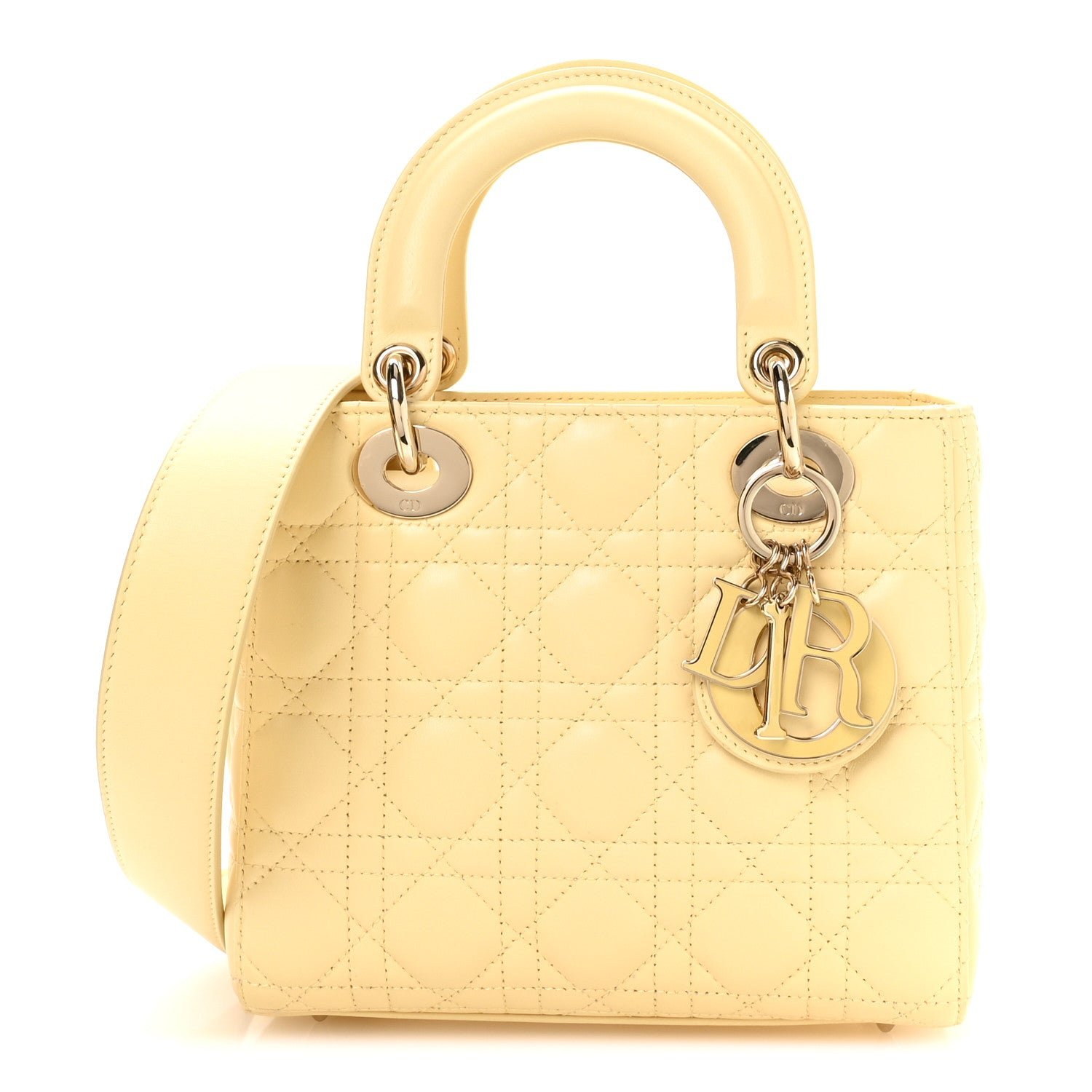 Dior Christian Dior Lambskin Cannage Small Lucky Badges My Lady Dior Light Yellow