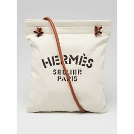 Hermes Hermes Beige Herringbone Canvas and Swift Leather Aline Grooming Bag