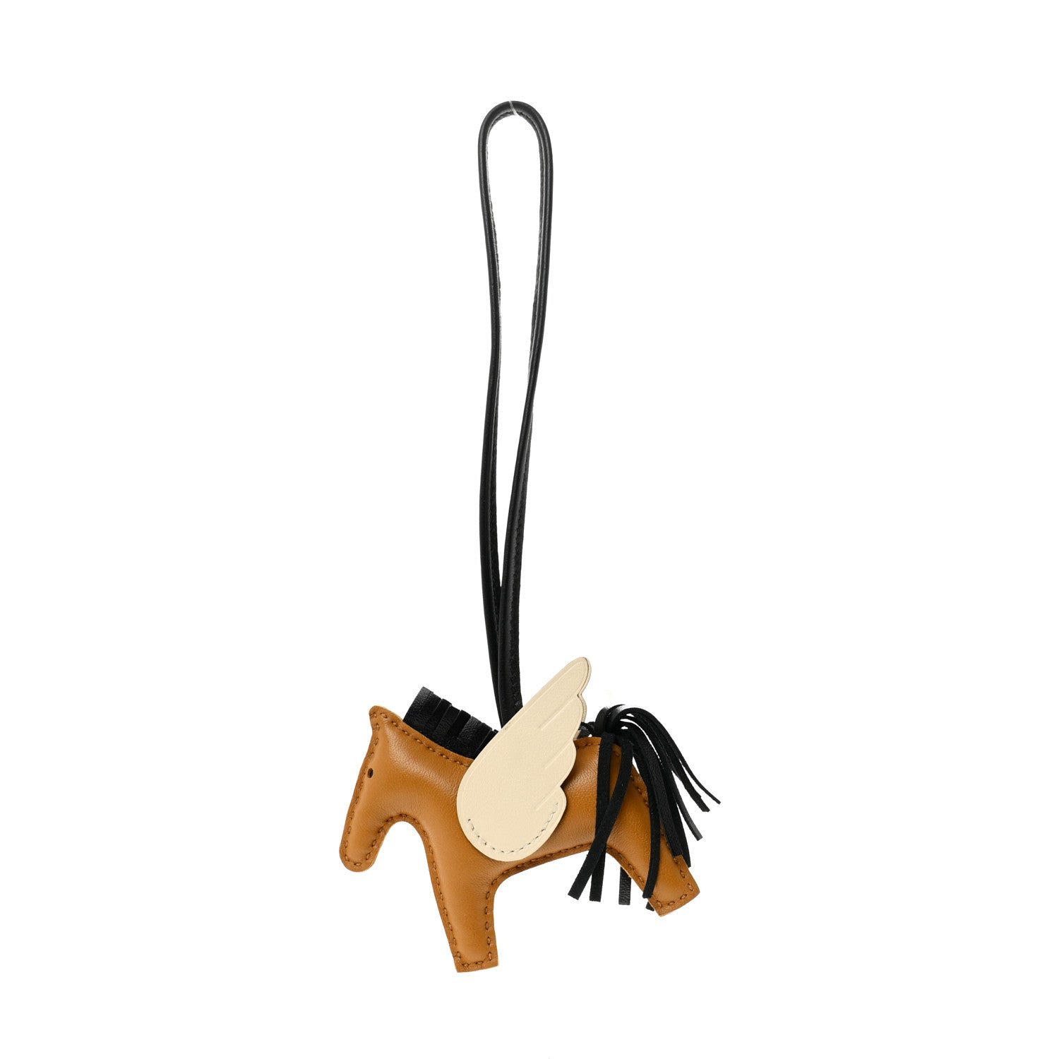 Hermes Hermes Milo Lambskin Grigri Rodeo Pegase Horse Bag Charm PM Sesame Black Nata