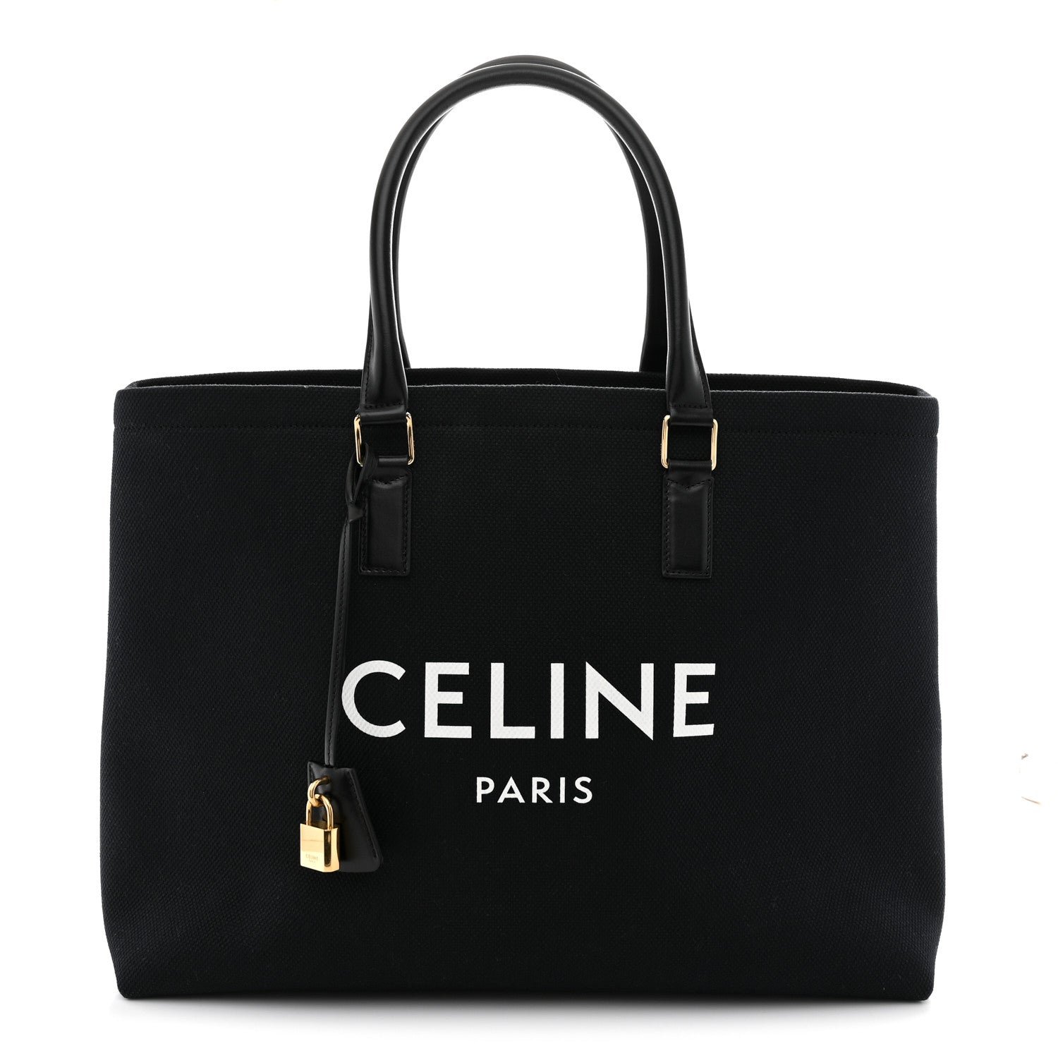 Celine Canvas Calfskin Horizontal Cabas Black