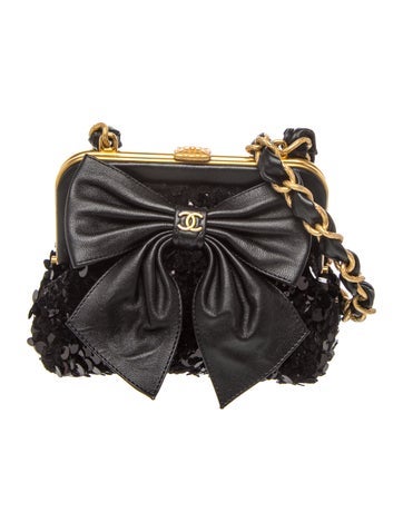 Sequin Bow Frame Clutch