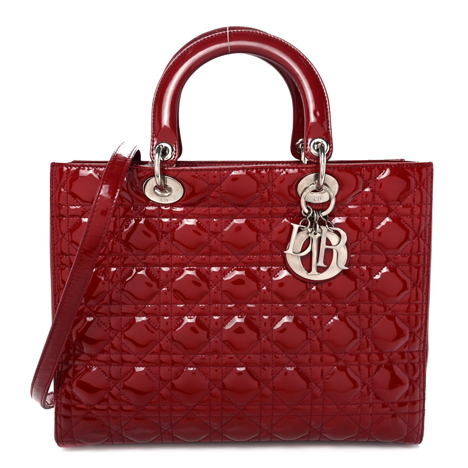 Christian Dior Patent Cannage Large Lady Dior Red