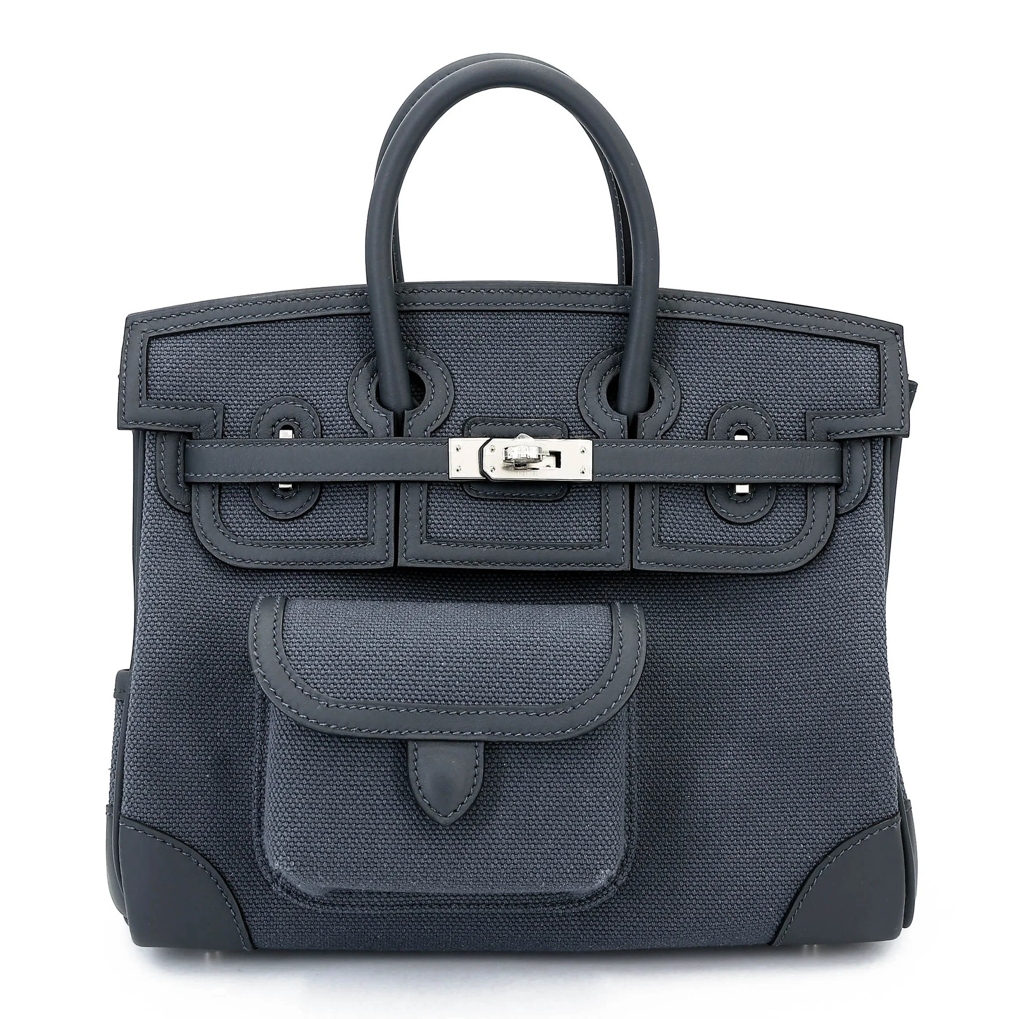 Unused ( Rank NS ) HERMÈS Limited Edition Birkin Cargo 25 Gris misty (H0) Toile Goeland canvas Swift Palladium hardware W (2024)