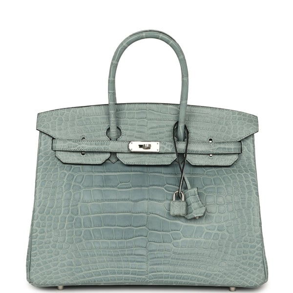 Hermes Birkin 35 Ciel Matte Alligator Palladium Hardware