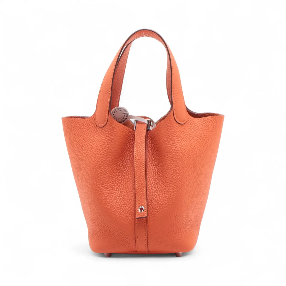 Hermès Picotin Lock 18 PM Taurillon Clemence orange minian Silver Metal Fittings
