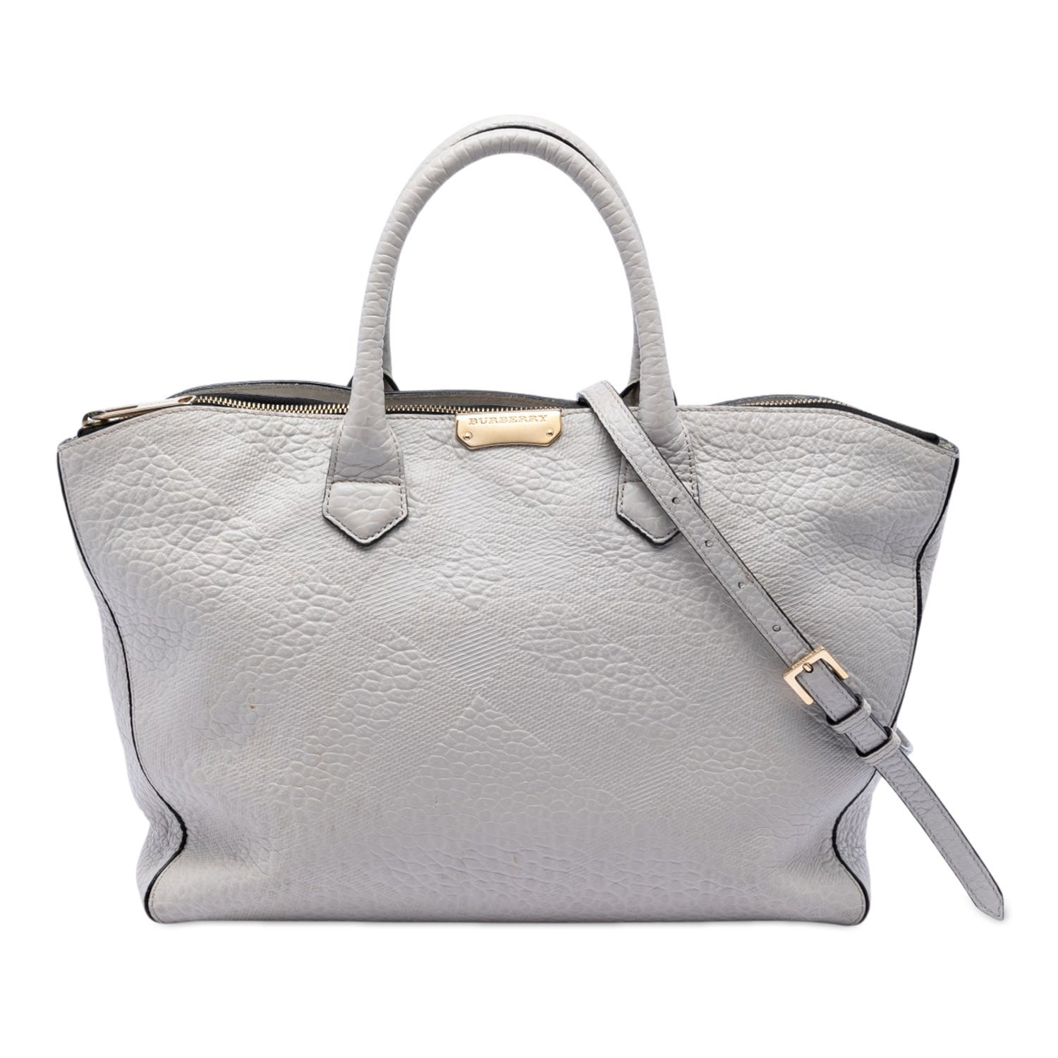 Calf Leather Elephant Embossed Calfskin Check Dewsbury Satchel