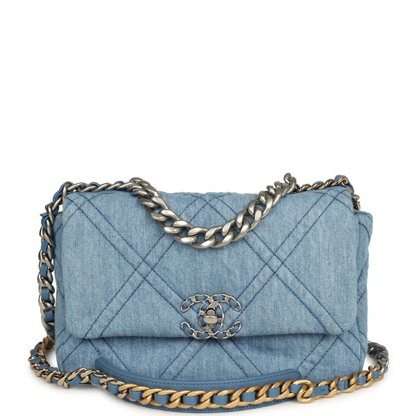 Chanel Chanel Medium 19 Flap Light Blue Denim Mixed Metal Hardware