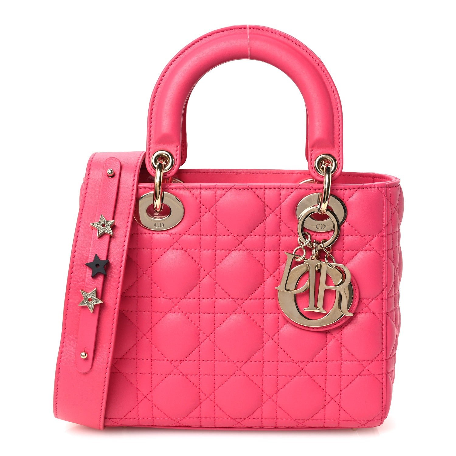 Christian Dior Lambskin Cannage Small My ABCDior Lady Dior Fuchsia