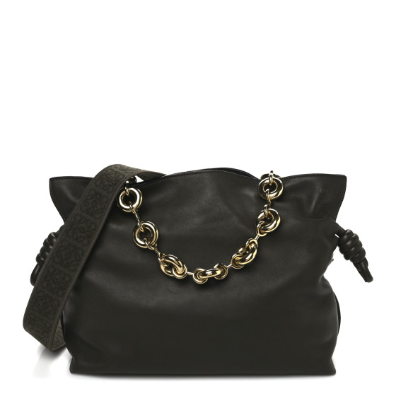 Loewe Mellow Nappa Medium Donut Chain Flamenco Knot Clutch Dark Khaki