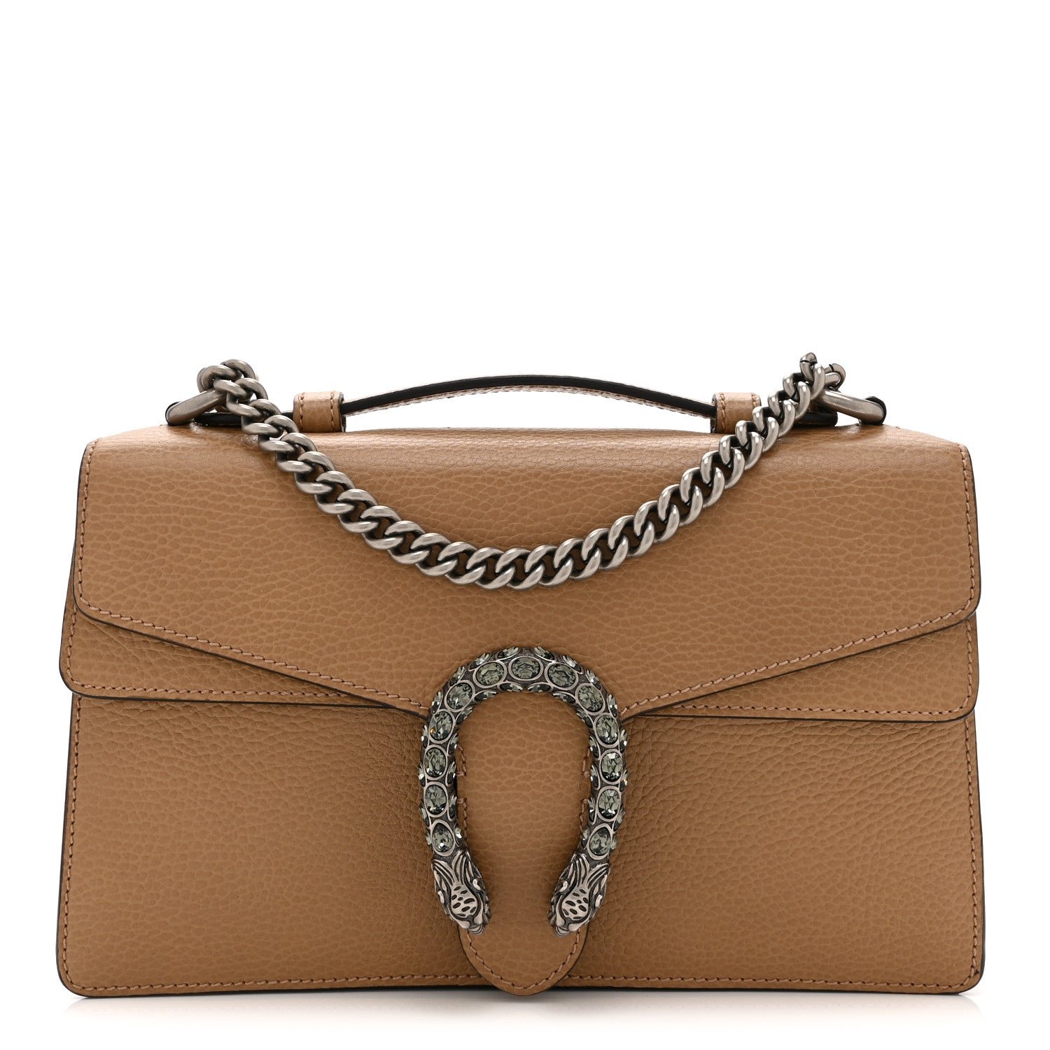 Gucci Dollar Calfskin Crystal Small Dionysus Shoulder Bag Natural Tan Black Diamond