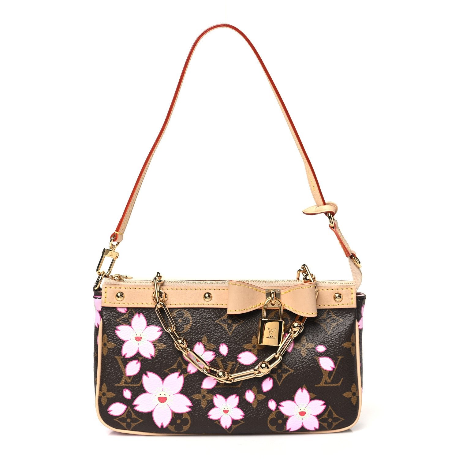 Louis Vuitton LV X TM Monogram Cherry Blossom Pochette Accessories Sakura Brown
